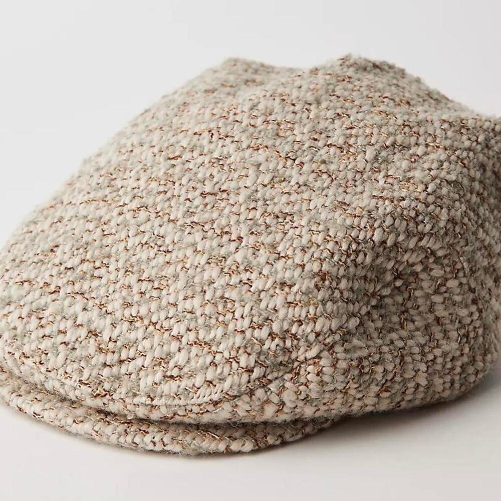 Free people cream knitted newsboy